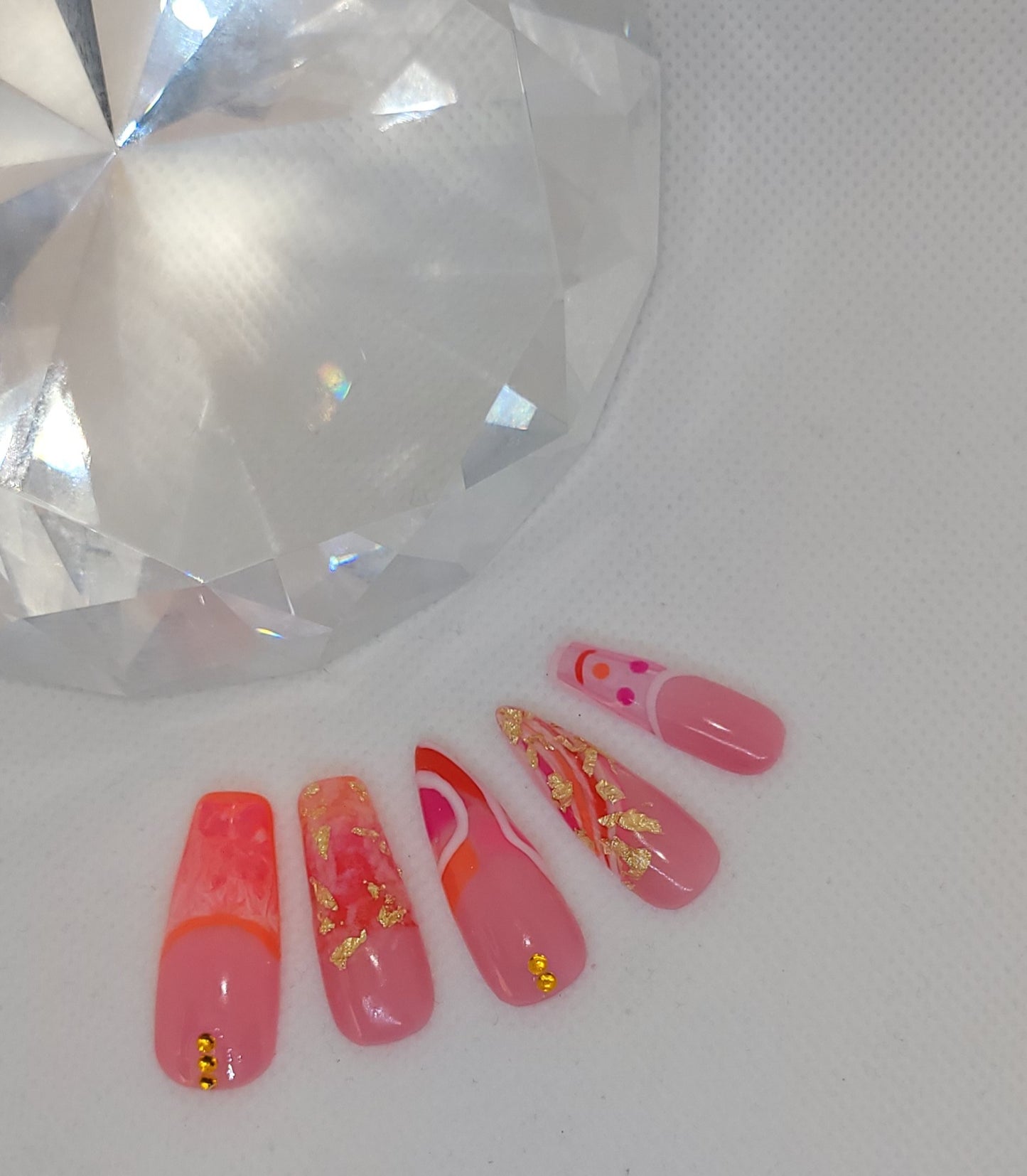 Smile Love handmade gel press on nails,Stilletto and