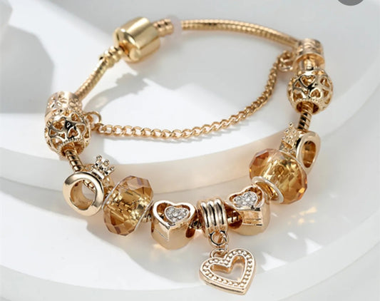 Charm silver and gold bracelet