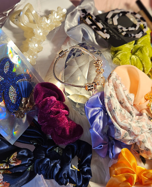 Scrunchie and hair clip mystery bundle