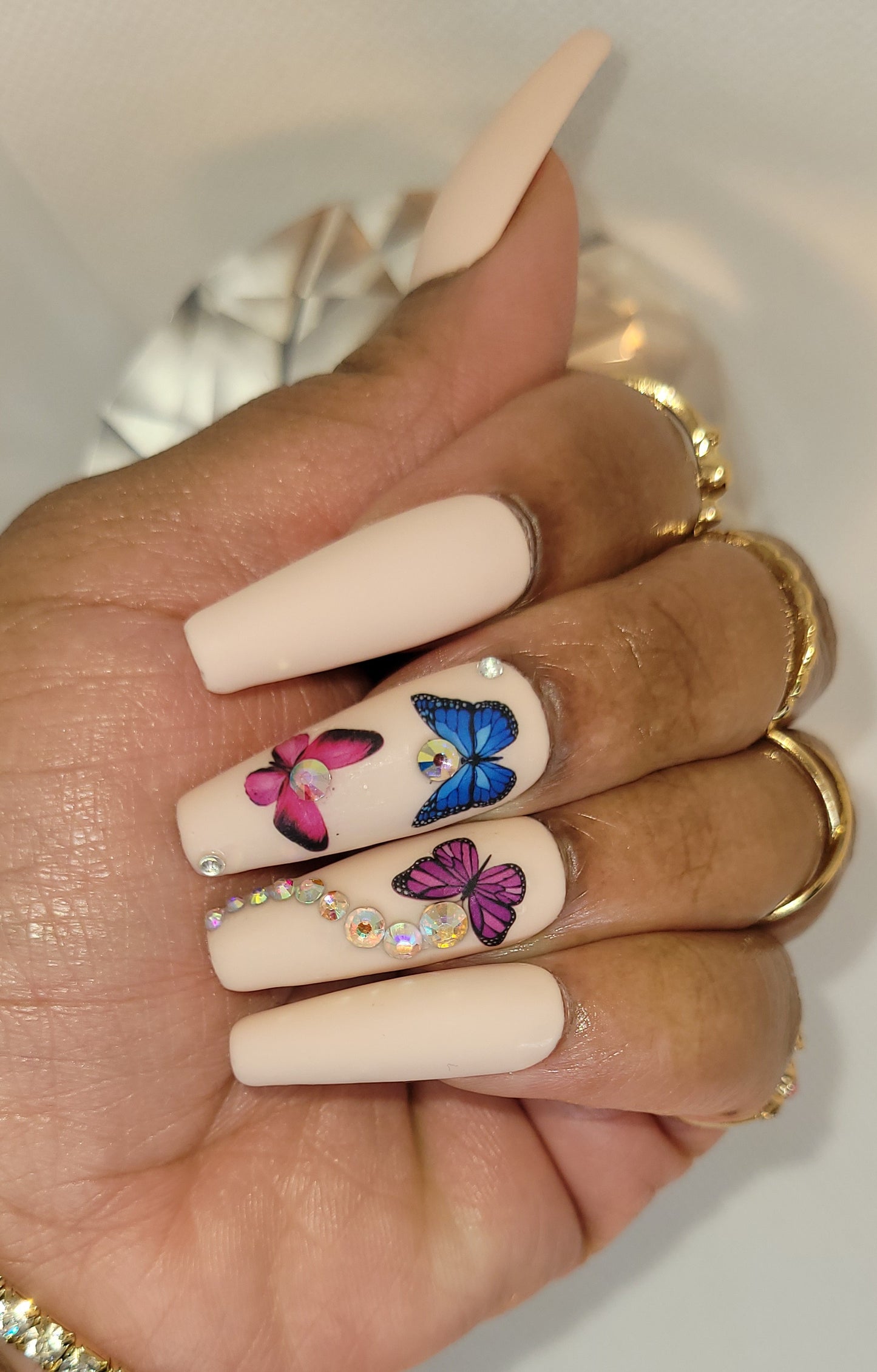 Butterfly Kisses luxury handmade gel press on nails