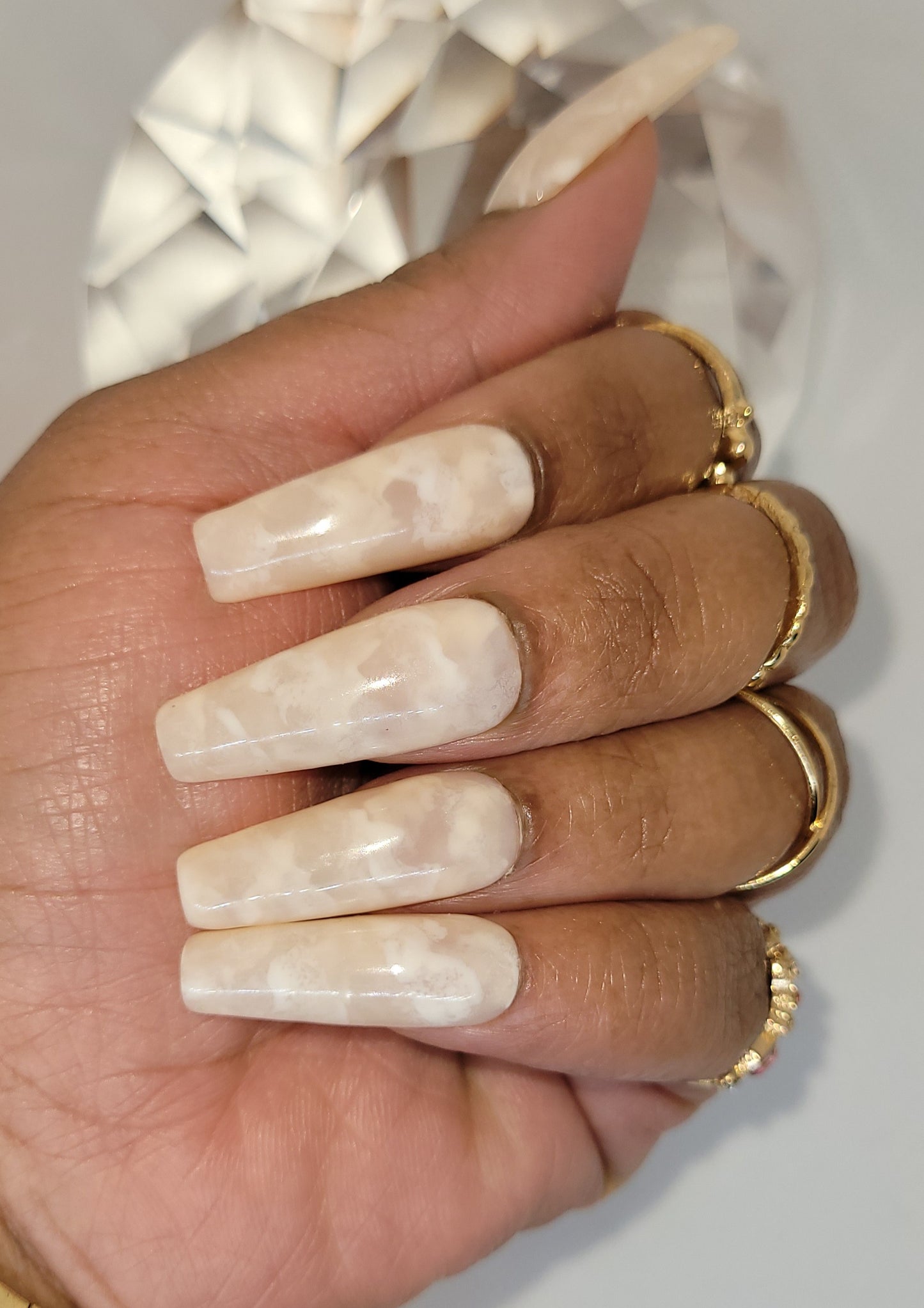 Ivory Rose Quartz luxury handmade gel press on nails