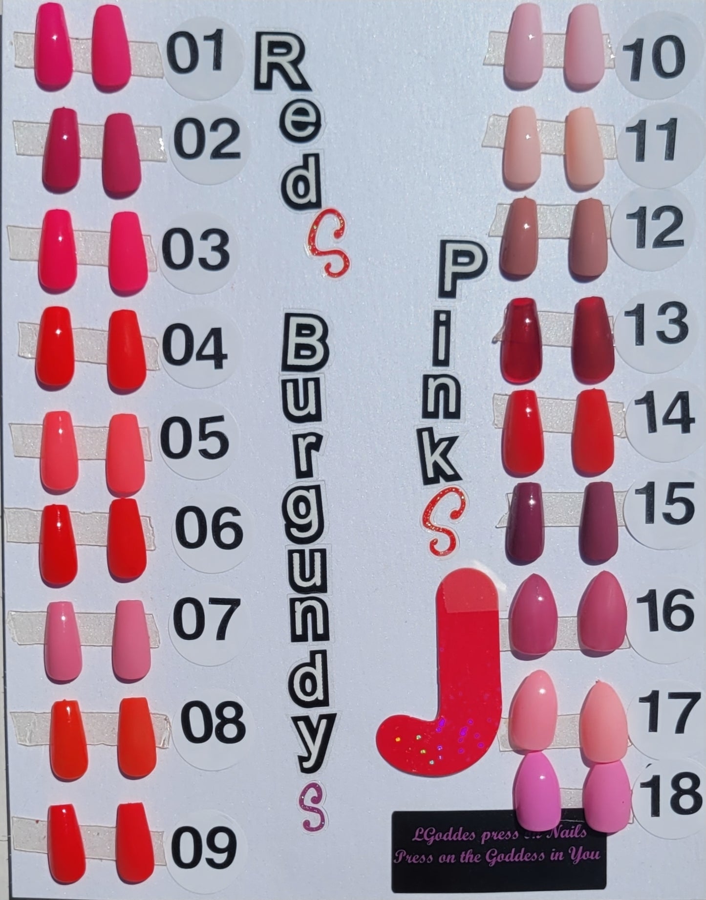 Basic color 20-24 piece Luxury Handmade gel set, sizing kit