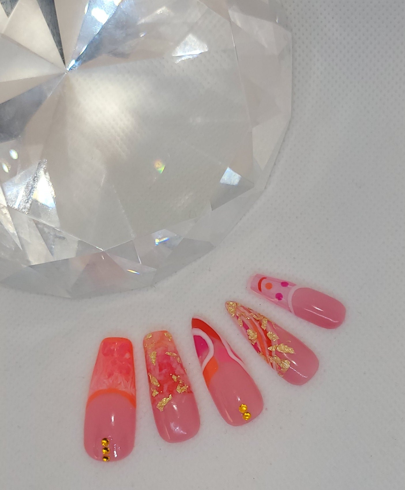 Smile Love handmade gel press on nails,Stilletto and